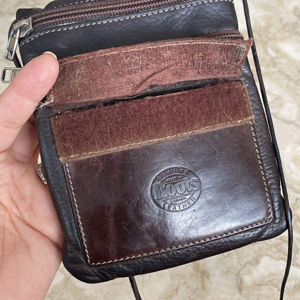 Vintage Roots Hanging Pouch Tribe Leather Crossbody Bag Brown - Picture 11 of 12